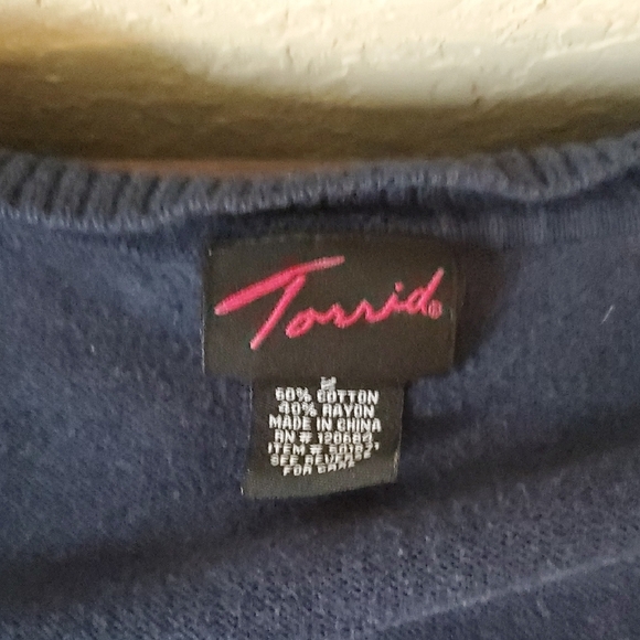 Torrid sz 2 Short Sleve Navy Blue V-Neck Cardigan Sweater - Picture 7 of 7